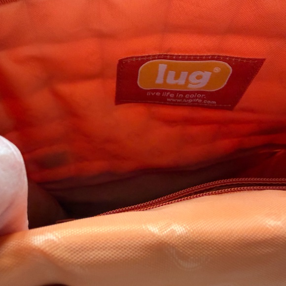 Lug Quilted Orange Crossbody Organizer Bag. Interior & exterior pockets. - Picture 7 of 10